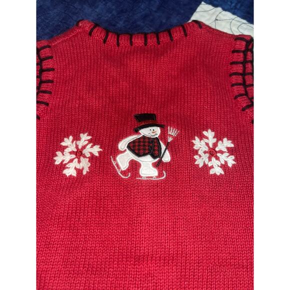 Vintage MANDAL BAY Kids Red Snowman Knit Sweater Vest Size Small 4/5￼ - Picture 4 of 8